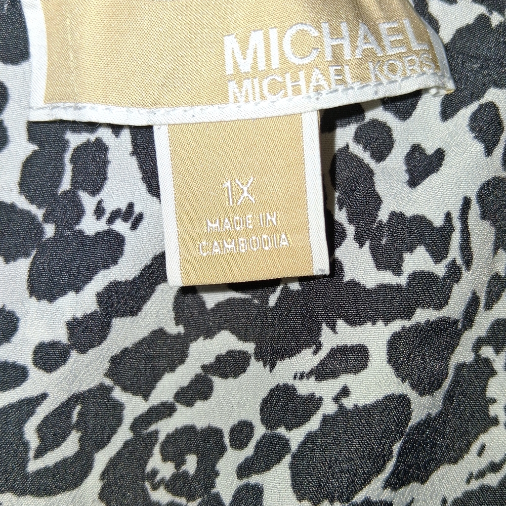 Michael Kors Black and White Leopard Print Top